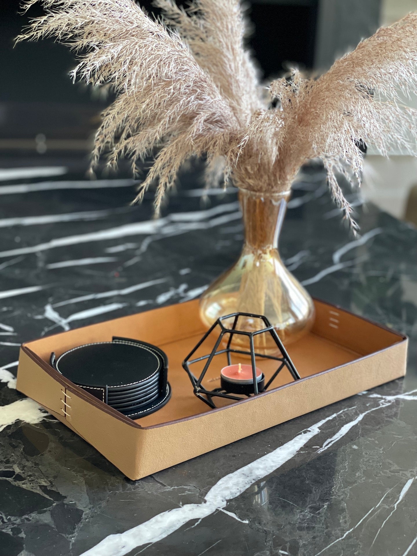 Vegan Apple Leather Tray Camel