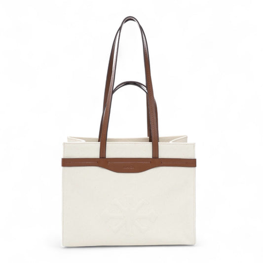 Canvas & Leather Large Tote White