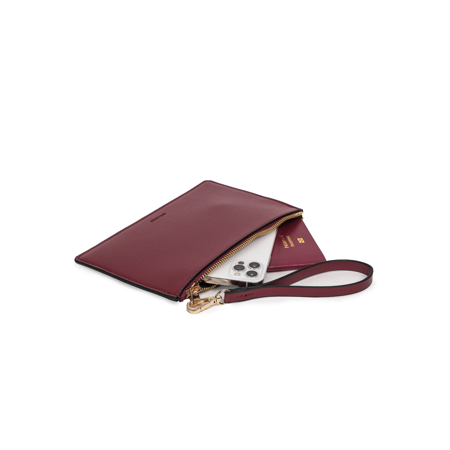 Vegan Apple Leather Leather Zip Wallet Plum